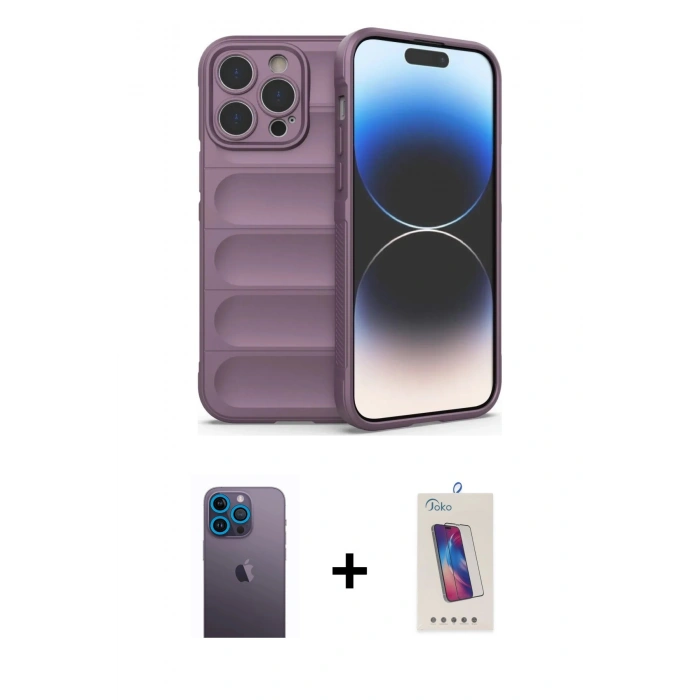 MARSİLYAN™- iPhone 13 Pro Max Kılıf Atlas Koleksiyonu - Siyah Joko 5D Cam + Neon Fosforlu Kamera Lens - MI