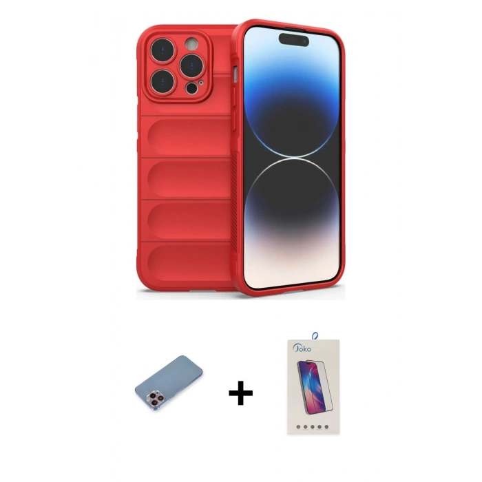 MARSİLYAN™- iPhone 13 Pro Max Kılıf Atlas Koleksiyonu - Siyah Joko 5D Cam + Shine Kamera Lens Koruma Cam - PE