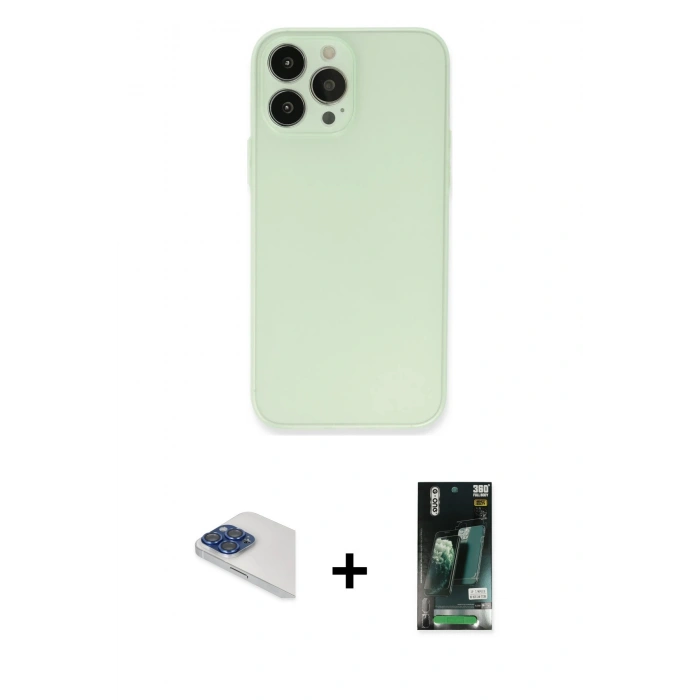 MARSİLYAN™- iPhone 13 Pro Max Kılıf Atlas Minimal Prime - Şeffaf 360 Full Body Arka Koruyucu + Pers Alüminyum Kamera Lens - LT