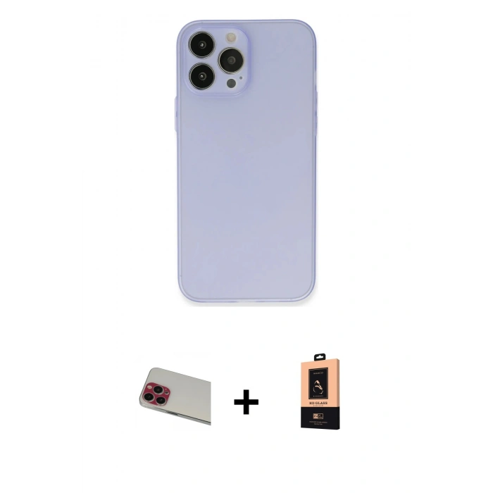 MARSİLYAN™- iPhone 13 Pro Max Kılıf Atlas Minimal Prime - Şeffaf Maxco Cam Ekran Koruyucu + Rainbow Kamera Lens Koruma Cam - KI