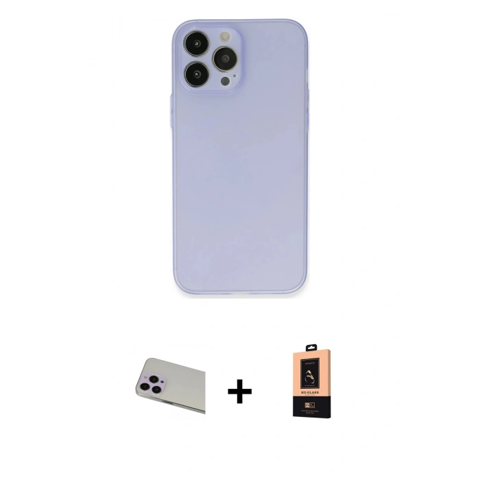 MARSİLYAN™- iPhone 13 Pro Max Kılıf Atlas Minimal Prime - Şeffaf Maxco Cam Ekran Koruyucu + Rainbow Kamera Lens Koruma Cam - MR