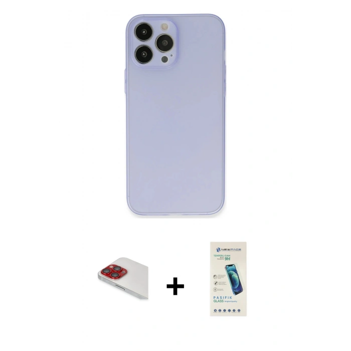 MARSİLYAN™- iPhone 13 Pro Max Kılıf Atlas Minimal Prime - Şeffaf Pasifik Cam Ekran Koruyucu + Pers Alüminyum Kamera Lens - KI