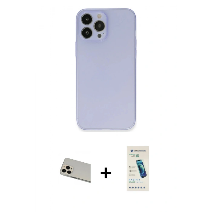 MARSİLYAN™- iPhone 13 Pro Max Kılıf Atlas Minimal Prime - Şeffaf Pasifik Cam Ekran Koruyucu + Rainbow Kamera Lens Koruma Cam - REGD