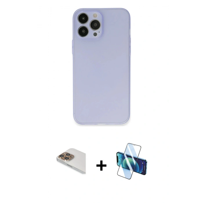 MARSİLYAN™- iPhone 13 Pro Max Kılıf Atlas Minimal Prime - Siyah 3D Antistatik Cam Ekran Koruyucu + Pers Alüminyum Kamera Lens - GD