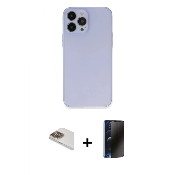 MARSİLYAN™- iPhone 13 Pro Max Kılıf Atlas Minimal Prime - Siyah 3D Antistatik Hayalet Cam Ekran Koruyucu + Pers Alüminyum Kamera Lens - GD