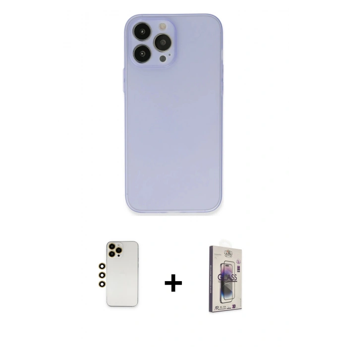 MARSİLYAN™- iPhone 13 Pro Max Kılıf Atlas Minimal Prime - Siyah Bilvis 3D Cam Ekran Koruyucu + Shine Kamera Lens - GD