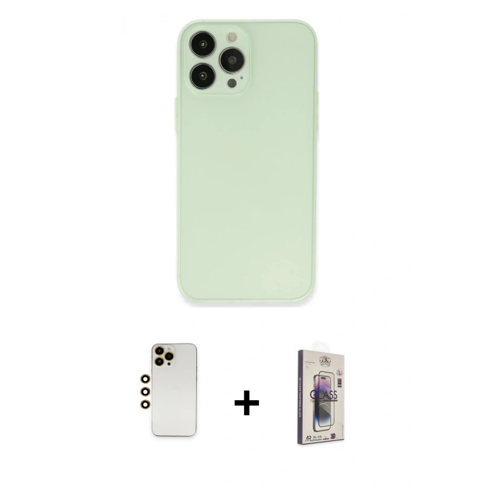 MARSİLYAN™- iPhone 13 Pro Max Kılıf Atlas Minimal Prime - Siyah Bilvis 3D Cam Ekran Koruyucu + Shine Kamera Lens - GD