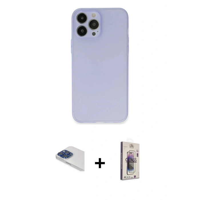 MARSİLYAN™- iPhone 13 Pro Max Kılıf Atlas Minimal Prime - Siyah Bilvis 3D Cam Ekran Koruyucu + Pers Alüminyum Kamera Lens - LT