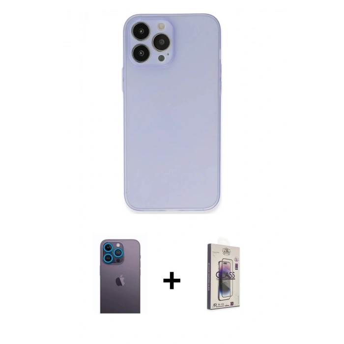 MARSİLYAN™- iPhone 13 Pro Max Kılıf Atlas Minimal Prime - Siyah Bilvis 3D Cam Ekran Koruyucu + Neon Fosforlu Kamera Lens - MI