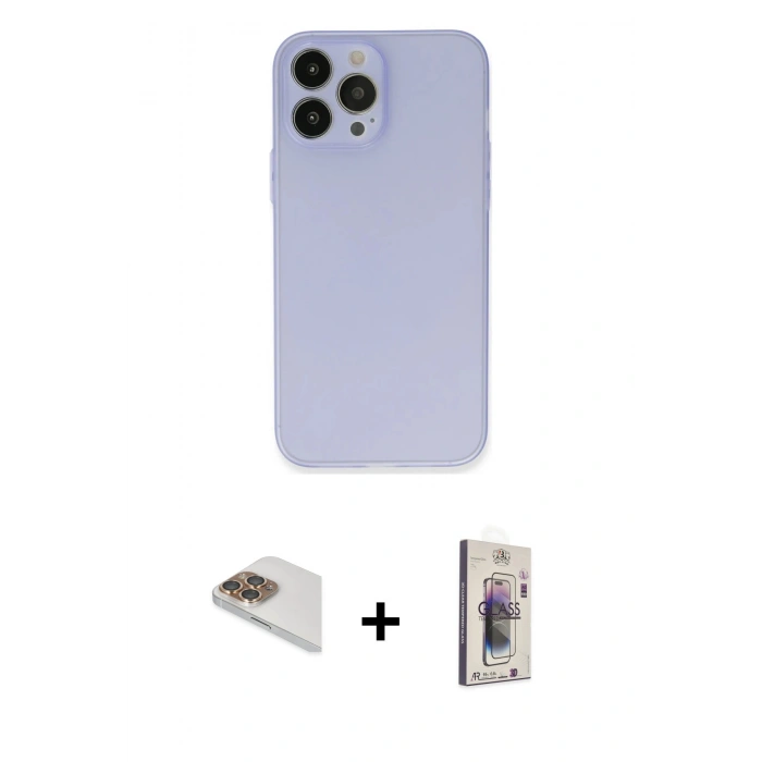 MARSİLYAN™- iPhone 13 Pro Max Kılıf Atlas Minimal Prime - Siyah Bilvis 3D Cam Ekran Koruyucu + Pers Alüminyum Kamera Lens - GD