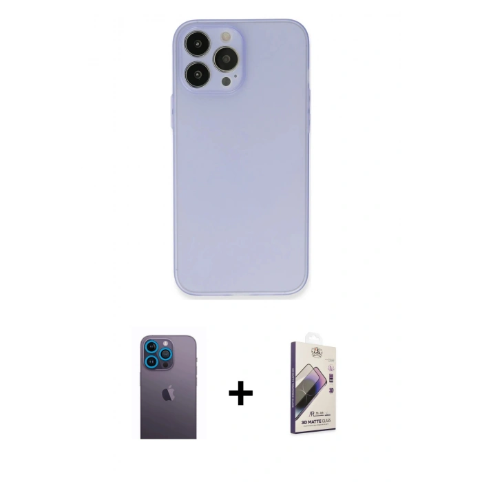 MARSİLYAN™- iPhone 13 Pro Max Kılıf Atlas Minimal Prime - Siyah Bilvis 3D Mat Cam Ekran Koruyucu + Neon Fosforlu Kamera Lens - MI