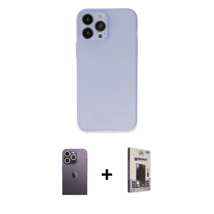 MARSİLYAN™- iPhone 13 Pro Max Kılıf Atlas Minimal Prime - Siyah Bilvis Hayalet Cam Ekran Koruyucu + Neon Fosforlu Kamera Lens - BZ