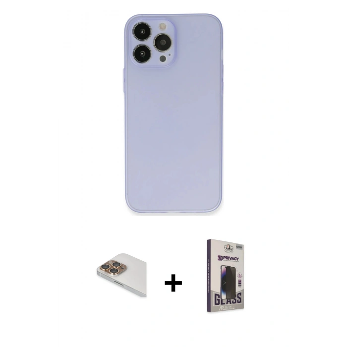 MARSİLYAN™- iPhone 13 Pro Max Kılıf Atlas Minimal Prime - Siyah Bilvis Hayalet Cam Ekran Koruyucu + Pers Alüminyum Kamera Lens - GD