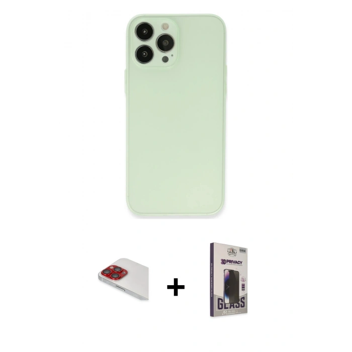 MARSİLYAN™- iPhone 13 Pro Max Kılıf Atlas Minimal Prime - Siyah Bilvis Hayalet Cam Ekran Koruyucu + Pers Alüminyum Kamera Lens - KI