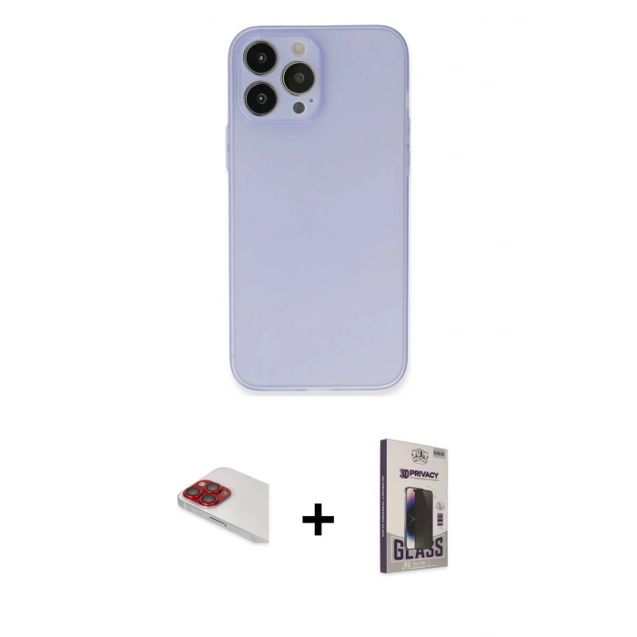 MARSİLYAN™- iPhone 13 Pro Max Kılıf Atlas Minimal Prime - Siyah Bilvis Hayalet Cam Ekran Koruyucu + Pers Alüminyum Kamera Lens - KI