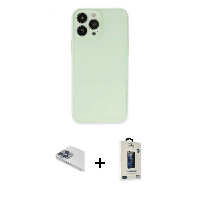 MARSİLYAN™- iPhone 13 Pro Max Kılıf Atlas Minimal Prime - Siyah Bilvis Hayalet Cam Ekran Koruyucu + Pers Alüminyum Kamera Lens - SABE