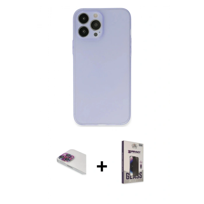MARSİLYAN™- iPhone 13 Pro Max Kılıf Atlas Minimal Prime - Siyah Bilvis Hayalet Cam Ekran Koruyucu + Pers Alüminyum Kamera Lens - GI