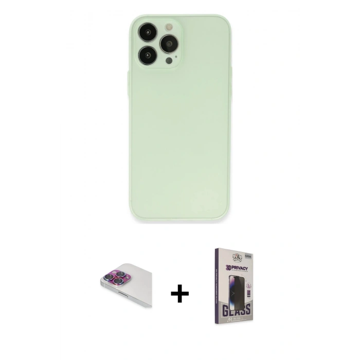 MARSİLYAN™- iPhone 13 Pro Max Kılıf Atlas Minimal Prime - Siyah Bilvis Hayalet Cam Ekran Koruyucu + Pers Alüminyum Kamera Lens - GI
