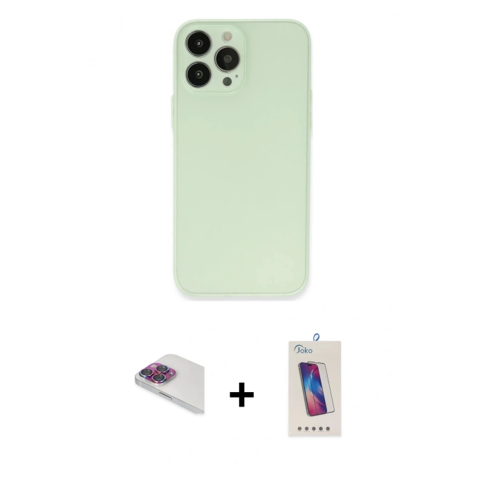 MARSİLYAN™- iPhone 13 Pro Max Kılıf Atlas Minimal Prime - Siyah Joko 5D Cam + Pers Alüminyum Kamera Lens - GI