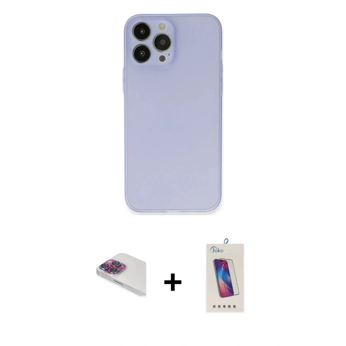 MARSİLYAN™- iPhone 13 Pro Max Kılıf Atlas Minimal Prime - Siyah Joko 5D Cam + Pers Alüminyum Kamera Lens - GI