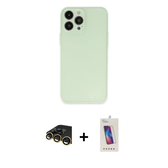 MARSİLYAN™- iPhone 13 Pro Max Kılıf Atlas Minimal Prime - Siyah Joko 5D Cam + Raze Metal Kamera Lens - GD