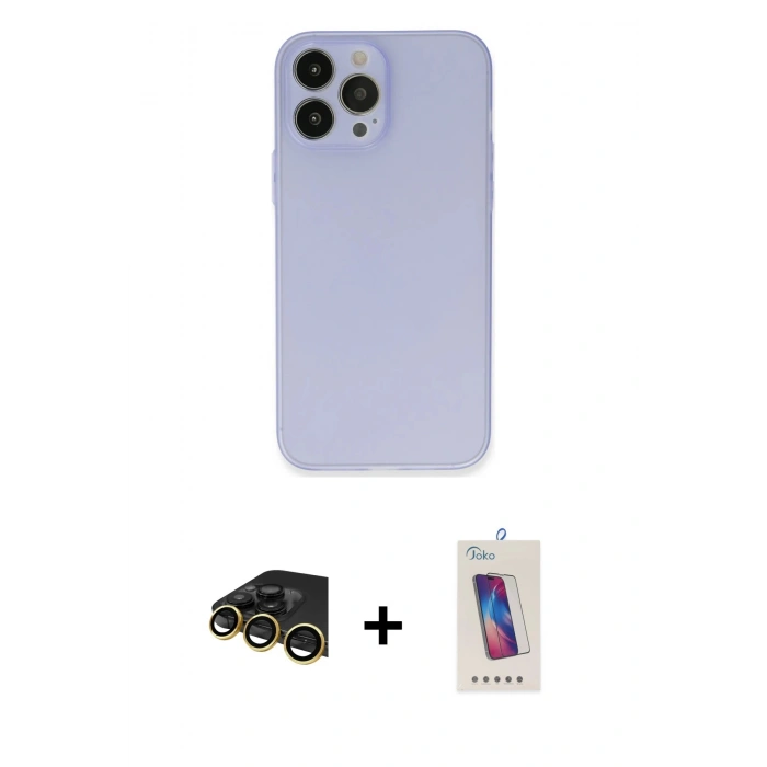 MARSİLYAN™- iPhone 13 Pro Max Kılıf Atlas Minimal Prime - Siyah Joko 5D Cam + Raze Metal Kamera Lens - GD