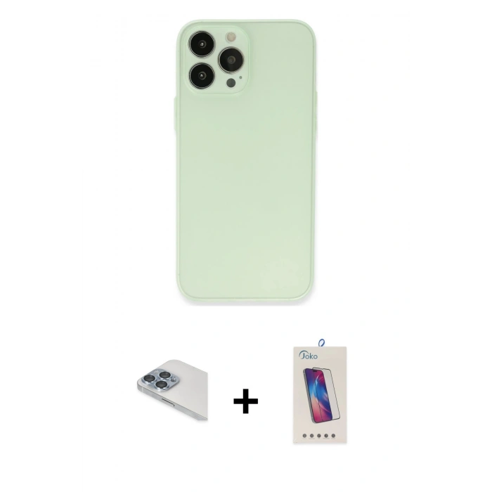 MARSİLYAN™- iPhone 13 Pro Max Kılıf Atlas Minimal Prime - Siyah Joko 5D Cam + Pers Alüminyum Kamera Lens - SABE