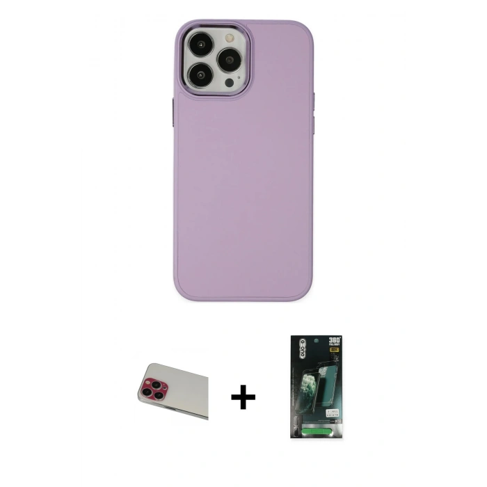 MARSİLYAN™- iPhone 13 Pro Max Kılıf Çekirdek Çizgi - Şeffaf 360 Full Body Arka Koruyucu + Rainbow Kamera Lens Koruma Cam - KI