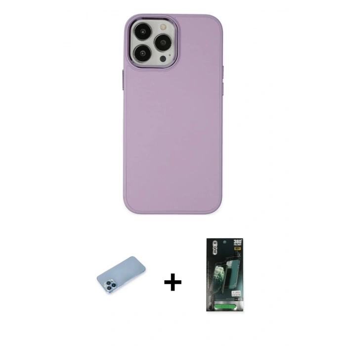 MARSİLYAN™- iPhone 13 Pro Max Kılıf Çekirdek Çizgi - Şeffaf 360 Full Body Arka Koruyucu + Shine Kamera Lens Koruma Cam - MI