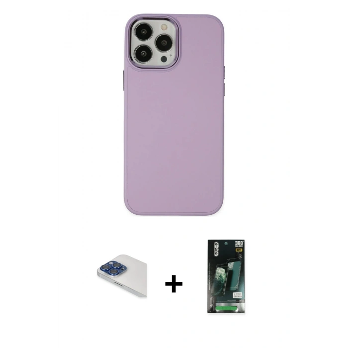 MARSİLYAN™- iPhone 13 Pro Max Kılıf Çekirdek Çizgi - Şeffaf 360 Full Body Arka Koruyucu + Pers Alüminyum Kamera Lens - LT