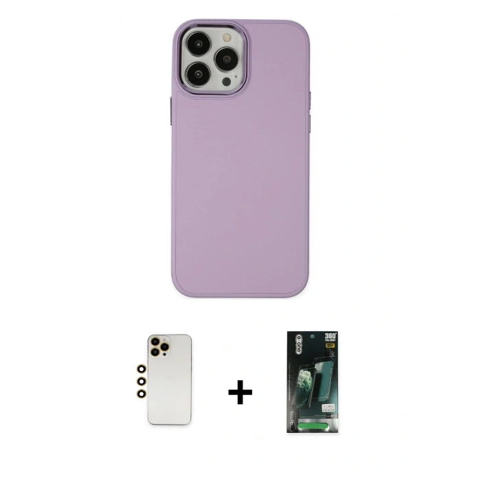 MARSİLYAN™- iPhone 13 Pro Max Kılıf Çekirdek Çizgi - Şeffaf 360 Full Body Arka Koruyucu + Shine Kamera Lens - GD