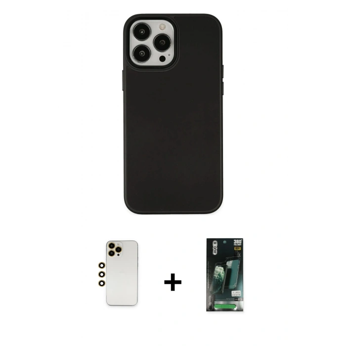 MARSİLYAN™- iPhone 13 Pro Max Kılıf Çekirdek Çizgi - Şeffaf 360 Full Body Arka Koruyucu + Shine Kamera Lens - GD