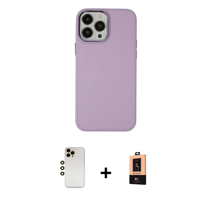 MARSİLYAN™- iPhone 13 Pro Max Kılıf Çekirdek Çizgi - Şeffaf Maxco Cam Ekran Koruyucu + Shine Kamera Lens - GD