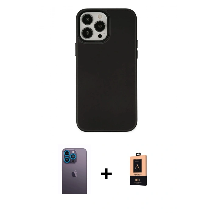MARSİLYAN™- iPhone 13 Pro Max Kılıf Çekirdek Çizgi - Şeffaf Maxco Cam Ekran Koruyucu + Neon Fosforlu Kamera Lens - MI