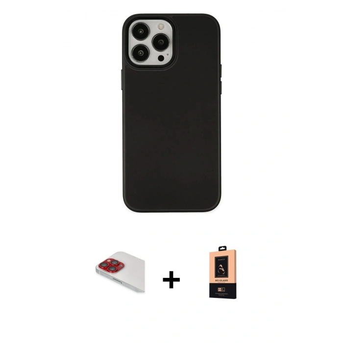 MARSİLYAN™- iPhone 13 Pro Max Kılıf Çekirdek Çizgi - Şeffaf Maxco Cam Ekran Koruyucu + Pers Alüminyum Kamera Lens - KI