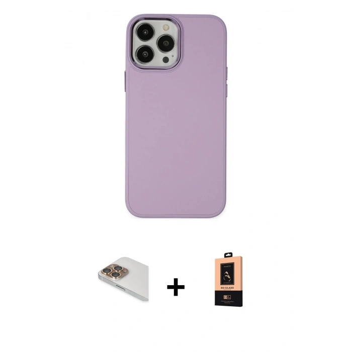 MARSİLYAN™- iPhone 13 Pro Max Kılıf Çekirdek Çizgi - Şeffaf Maxco Cam Ekran Koruyucu + Pers Alüminyum Kamera Lens - GD
