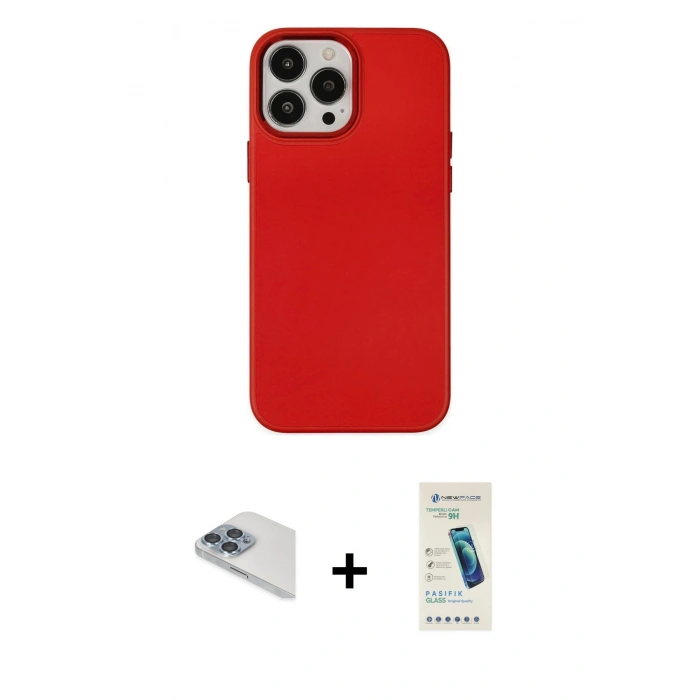 MARSİLYAN™- iPhone 13 Pro Max Kılıf Çekirdek Çizgi - Şeffaf Pasifik Cam Ekran Koruyucu + Pers Alüminyum Kamera Lens - SABE