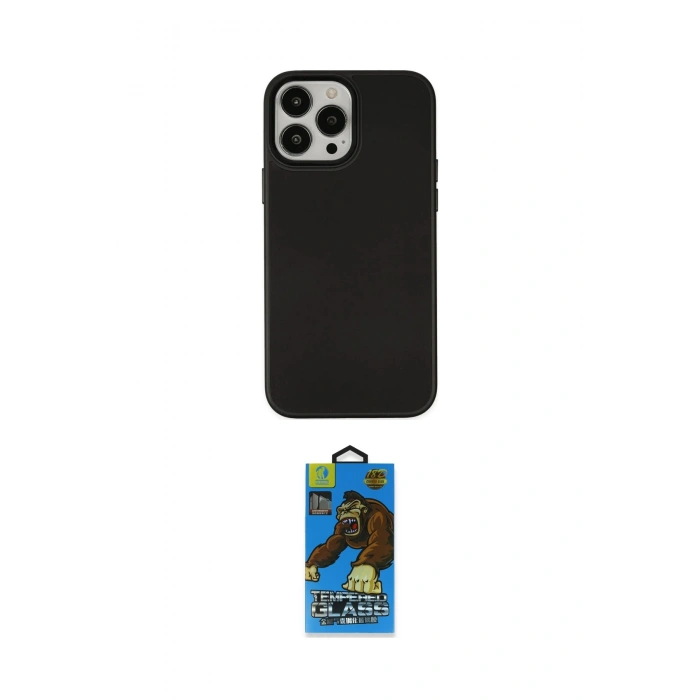 MARSİLYAN™- iPhone 13 Pro Max Kılıf Çekirdek Çizgi - Siyah 18D Cam Ekran Koruyucu