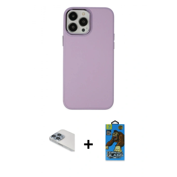 MARSİLYAN™- iPhone 13 Pro Max Kılıf Çekirdek Çizgi - Siyah 18D Cam Ekran Koruyucu + Pers Alüminyum Kamera Lens - SABE