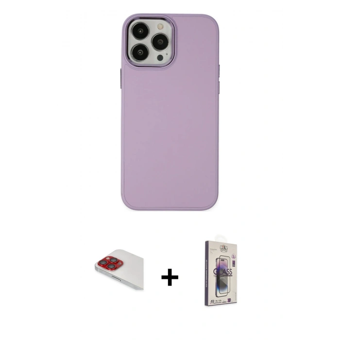 MARSİLYAN™- iPhone 13 Pro Max Kılıf Çekirdek Çizgi - Siyah Bilvis 3D Cam Ekran Koruyucu + Pers Alüminyum Kamera Lens - KI
