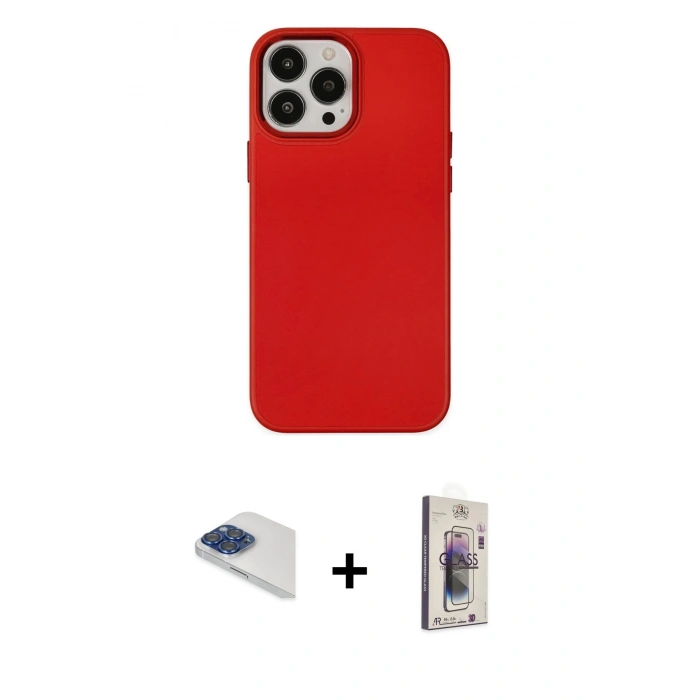 MARSİLYAN™- iPhone 13 Pro Max Kılıf Çekirdek Çizgi - Siyah Bilvis 3D Cam Ekran Koruyucu + Pers Alüminyum Kamera Lens - LT