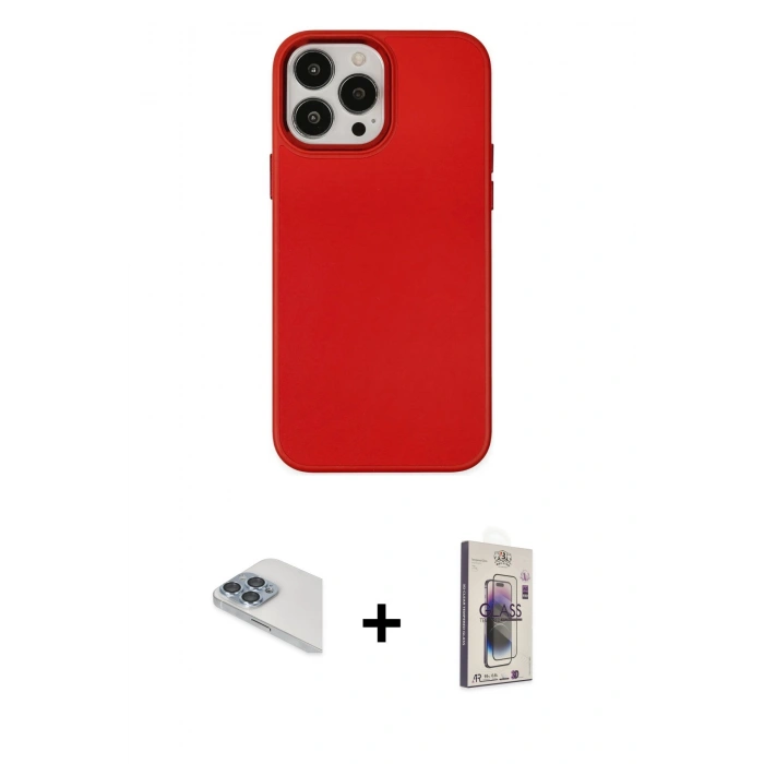 MARSİLYAN™- iPhone 13 Pro Max Kılıf Çekirdek Çizgi - Siyah Bilvis 3D Cam Ekran Koruyucu + Pers Alüminyum Kamera Lens - SABE