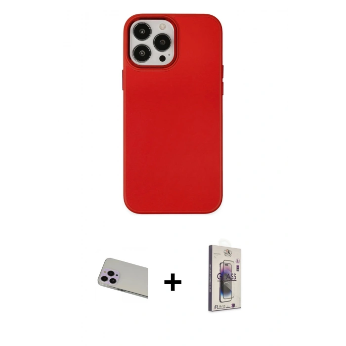 MARSİLYAN™- iPhone 13 Pro Max Kılıf Çekirdek Çizgi - Siyah Bilvis 3D Cam Ekran Koruyucu + Rainbow Kamera Lens Koruma Cam - MR