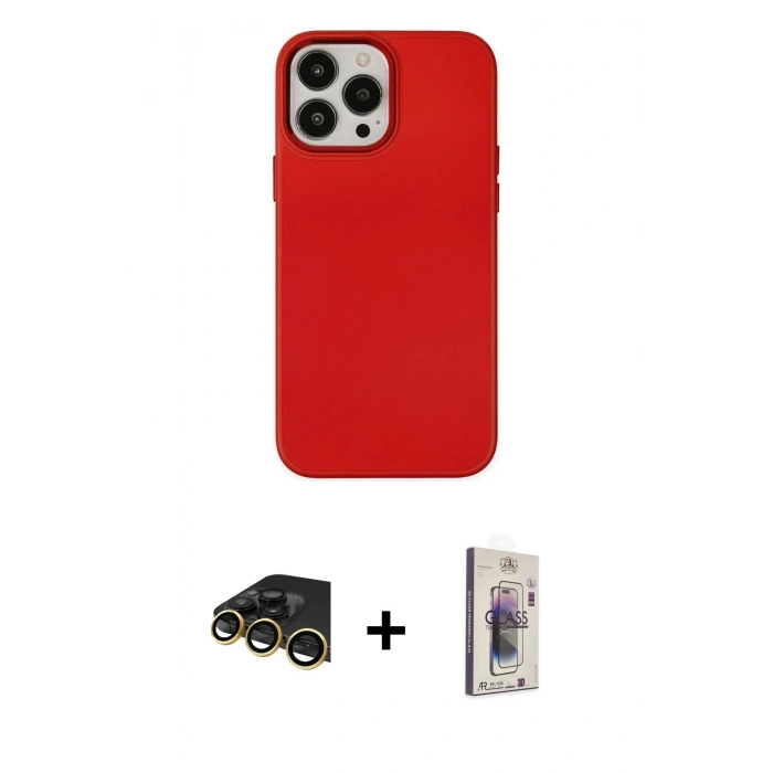 MARSİLYAN™- iPhone 13 Pro Max Kılıf Çekirdek Çizgi - Siyah Bilvis 3D Cam Ekran Koruyucu + Raze Metal Kamera Lens - GD