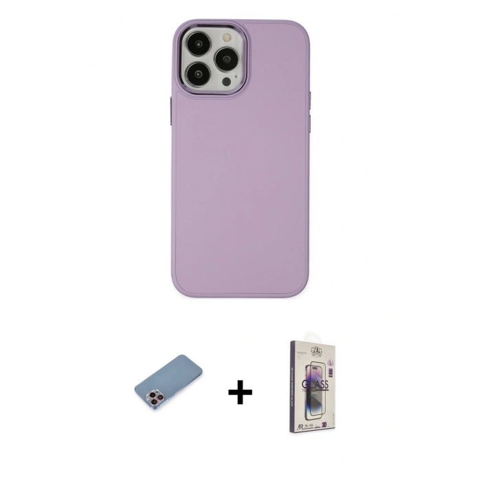 MARSİLYAN™- iPhone 13 Pro Max Kılıf Çekirdek Çizgi - Siyah Bilvis 3D Cam Ekran Koruyucu + Shine Kamera Lens Koruma Cam - PE