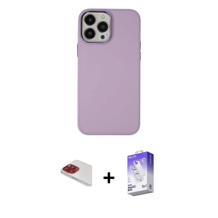 MARSİLYAN™- iPhone 13 Pro Max Kılıf Çekirdek Çizgi - Siyah Bilvis 5in1 3D Magic Cam Ekran Koruyucu + Pers Alüminyum Kamera Lens - KI