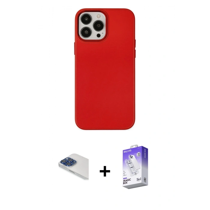 MARSİLYAN™- iPhone 13 Pro Max Kılıf Çekirdek Çizgi - Siyah Bilvis 5in1 3D Magic Cam Ekran Koruyucu + Pers Alüminyum Kamera Lens - LT