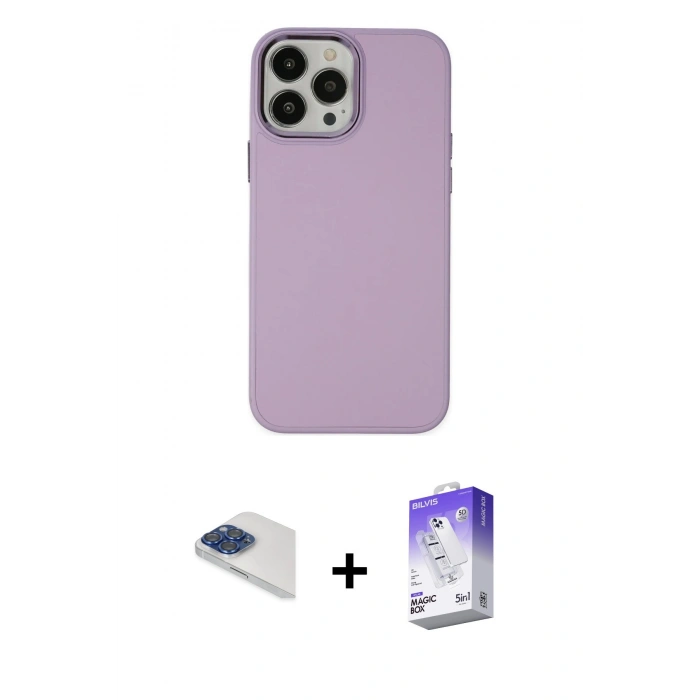 MARSİLYAN™- iPhone 13 Pro Max Kılıf Çekirdek Çizgi - Siyah Bilvis 5in1 3D Magic Cam Ekran Koruyucu + Pers Alüminyum Kamera Lens - LT