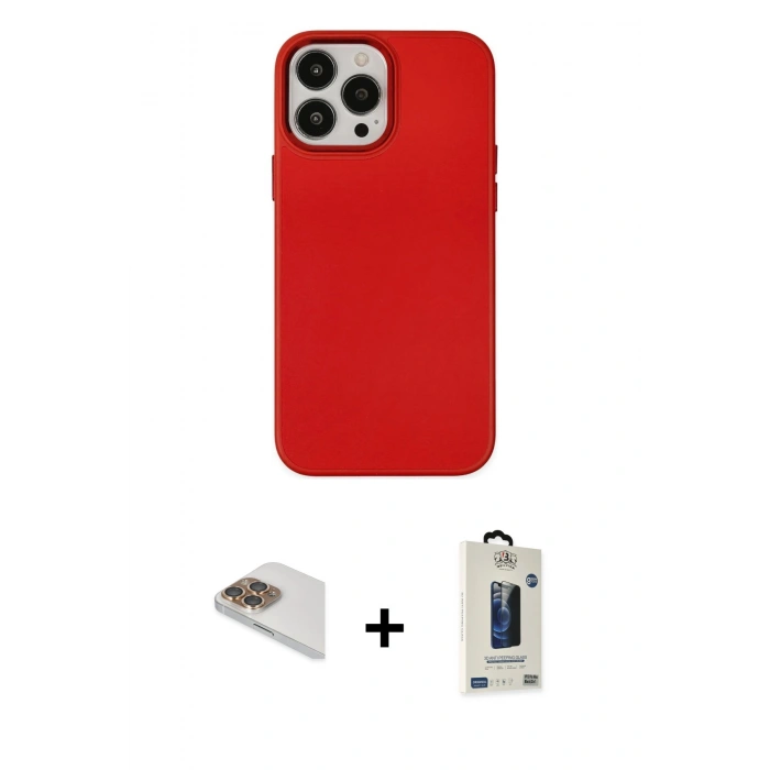 MARSİLYAN™- iPhone 13 Pro Max Kılıf Çekirdek Çizgi - Siyah Bilvis Hayalet Cam Ekran Koruyucu + Pers Alüminyum Kamera Lens - GD