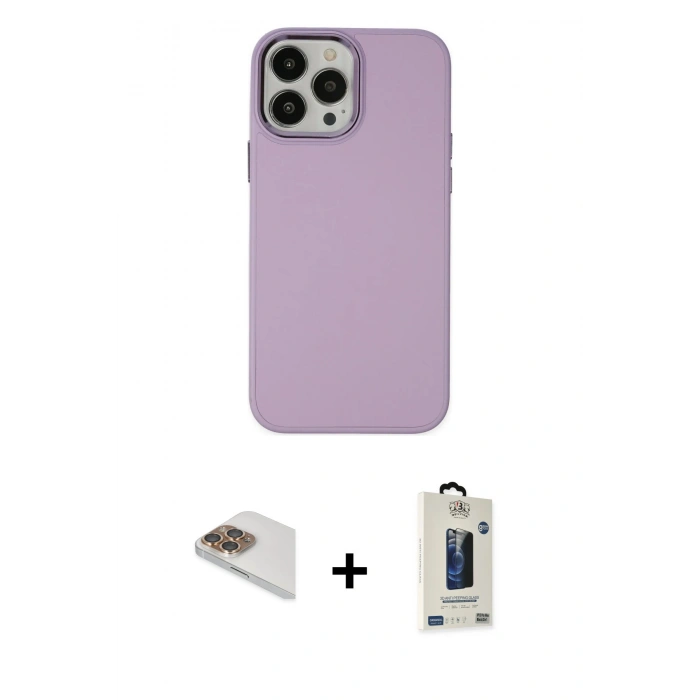 MARSİLYAN™- iPhone 13 Pro Max Kılıf Çekirdek Çizgi - Siyah Bilvis Hayalet Cam Ekran Koruyucu + Pers Alüminyum Kamera Lens - GD